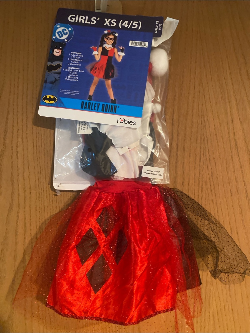 Robes Girls' Harley Quinn Red and Black Kids Costume - XS (4/5) New
